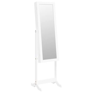 vidaXL Schmuckschrank mit Spiegel & LED-Beleuchtung Freistehend Wei&szlig;