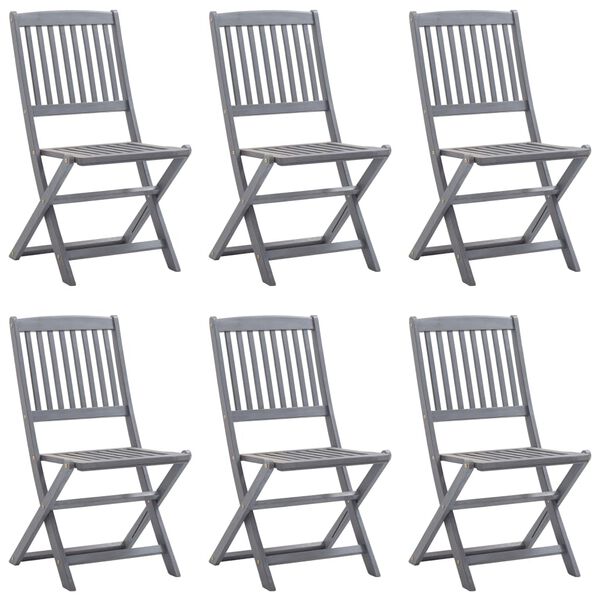 vidaXL Klappbare Gartenst&uuml;hle 6 Stk. mit Kissen Massivholz Akazie