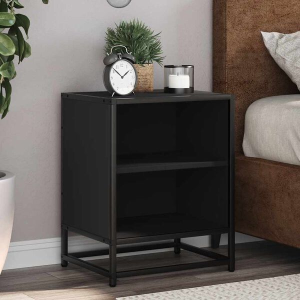 vidaXL Nachttisch Schwarz 40x31x50 cm Holzwerkstoff und Metall
