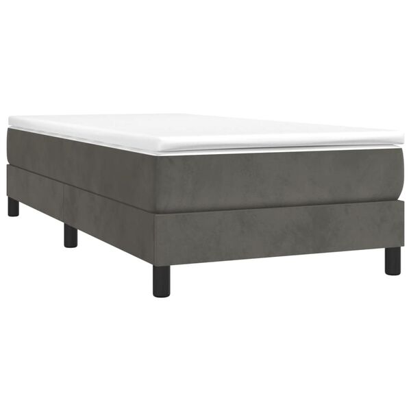 vidaXL Boxspringbett mit Matratze Dunkelgrau 90x190 cm Samt