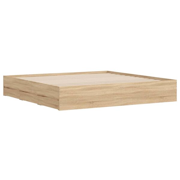vidaXL Bettgestell mit Schubladen Sonoma-Eiche 200x200cm Holzwerkstoff