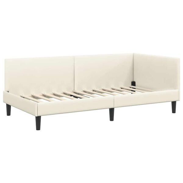 vidaXL Eckbettgestell Creme 80 cm x 200 cm SamtundSperrholz