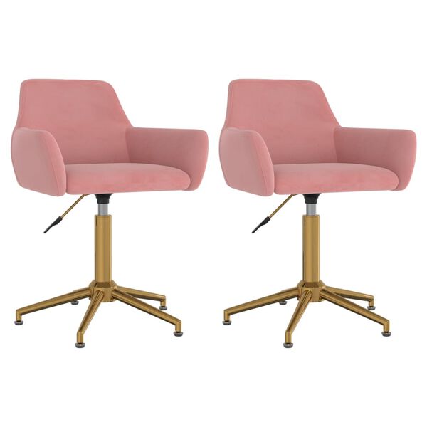vidaXL Esszimmerst&uuml;hle 2 Stk. Drehbar Rosa Samt