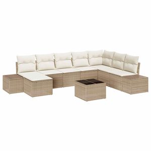 vidaXL Garten-Sofa-Set mit Kissen 8 pcs Beige und Creme Poly-Rattan
