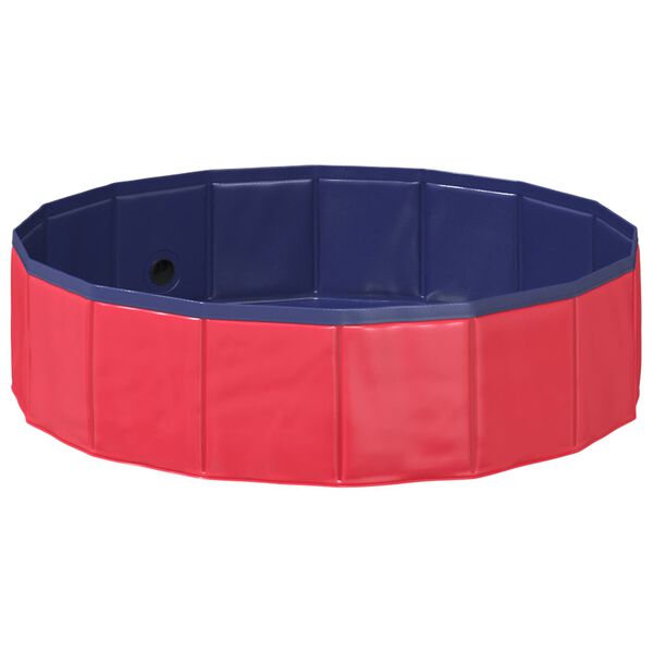 vidaXL Faltbares Hundeschwimmbecken Rot und Blau 80 x 80 x 20 cm PVC