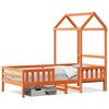 vidaXL Massivholzbett mit Dach Wachsbraun 100x200 cm Kiefer