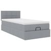 vidaXL Ottomane Bett mit Matratze & LEDs Hellgrau 90x200 cm Stoff