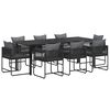 vidaXL Garten Essgruppe 9 stk. Schwarz und Anthrazit Poly-Rattan
