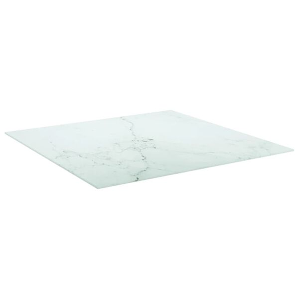 vidaXL Tischplatte Wei&szlig; 80x80 cm 6 mm Hartglas in Marmoroptik