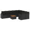 vidaXL 10-tlg. Garten-Sofagarnitur mit Kissen Schwarz Poly Rattan