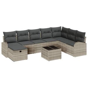 vidaXL Sofa Set 9 Stk. Hellgrau Poly-Rattan