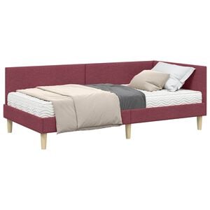 vidaXL Eckbettgestell mit Matratze 2 stk. Weinrot 80 x 200 cm Stoff