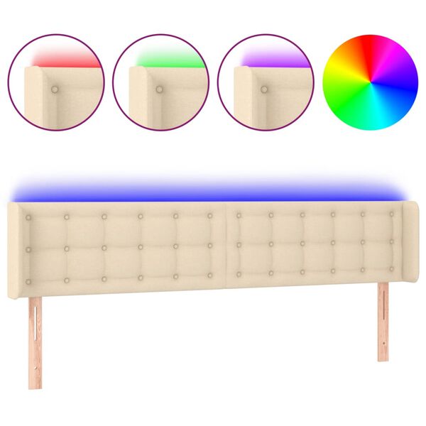 vidaXL LED Kopfteil Creme 163x16x78/88 cm Stoff
