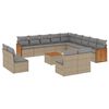 vidaXL 14-tlg. Garten-Sofagarnitur mit Kissen Beige Poly Rattan