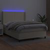 vidaXL Boxspringbett mit Matratze & LED Creme 140x190 cm Kunstleder