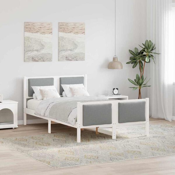 vidaXL Bettrahmen mit Kopfteil Hellgrau 120 x 190 cm Stoff