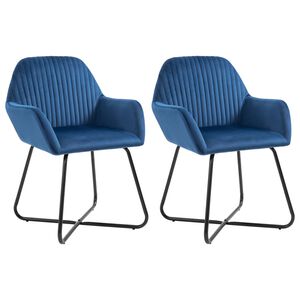 vidaXL Esszimmerst&uuml;hle 2 Stk. Blau Samt