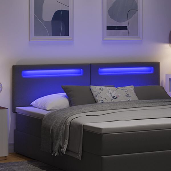 vidaXL LED Kopfteil Grau 180 cm Kunstleder