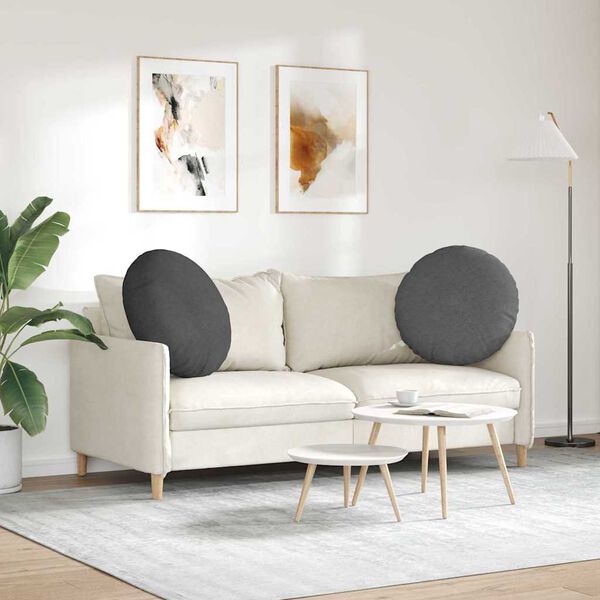 vidaXL Sitzkissen 2 pcs Dunkelgrau &Oslash; 60 cm Cordstoff