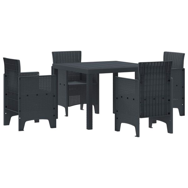 vidaXL Garten Essgruppe 5 pcs Anthrazit Polypropylen