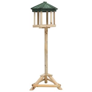 vidaXL Vogelfutterhaus mit St&auml;nder Tanne Massivholz 33x110 cm
