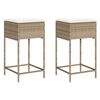 vidaXL Garten-Barhocker mit Kissen 2 Stk. Beige Poly Rattan