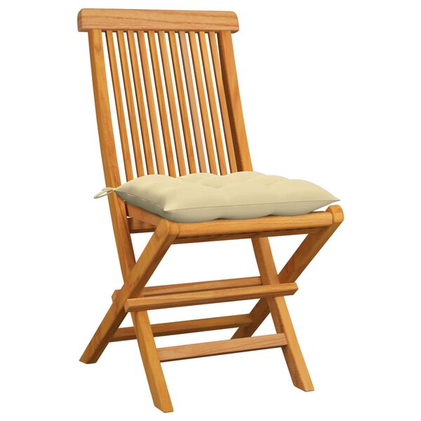 vidaXL Gartenst&uuml;hle mit Cremewei&szlig;en Kissen 6 Stk. Massivholz Teak