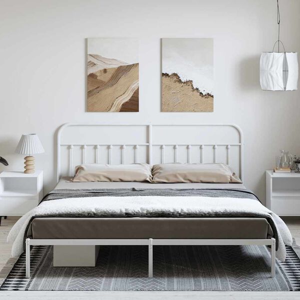 vidaXL Bettgestell mit Kopfteil Metall Wei&szlig; 193x203 cm