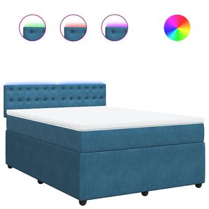 vidaXL Boxspringbett mit Matratze Blau 160x200 cm Samt