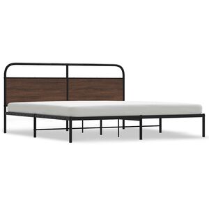 vidaXL Metallbett ohne Matratze Braun Eichen-Optik 180x200 cm