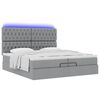 vidaXL Ottoman-Bett mit Matratzen & LEDs Hellgrau 200x200 cm Stoff