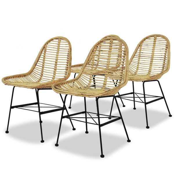 vidaXL Esszimmerst&uuml;hle 4 Stk. Natur Rattan