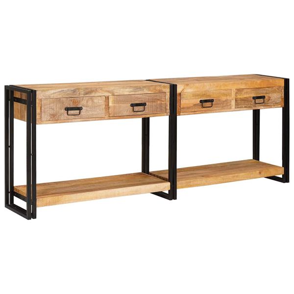 vidaXL Konsolen-Tische 2 pcs Braun 200 x 33 x 75 cm Massivholz Mango