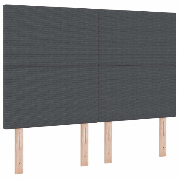 vidaXL LED Kopfteil mit LED-Lichtleisten Dunkelgrau 160 cm Polyester