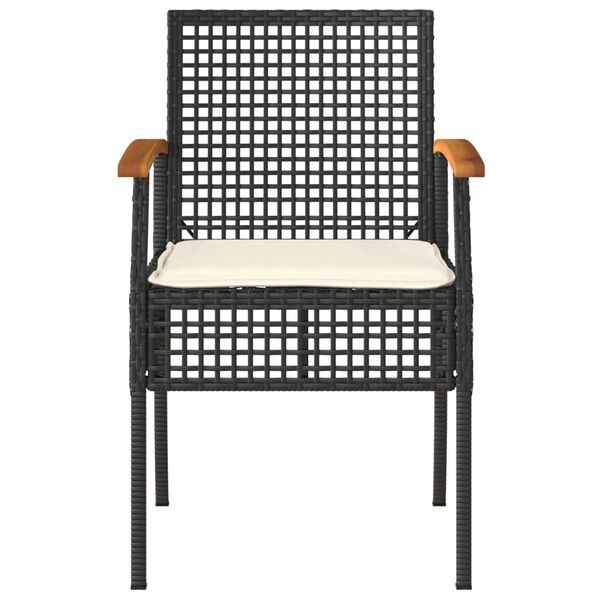 vidaXL Gartenst&uuml;hle mit Kissen 2 Stk. Schwarz Poly Rattan Akazienholz