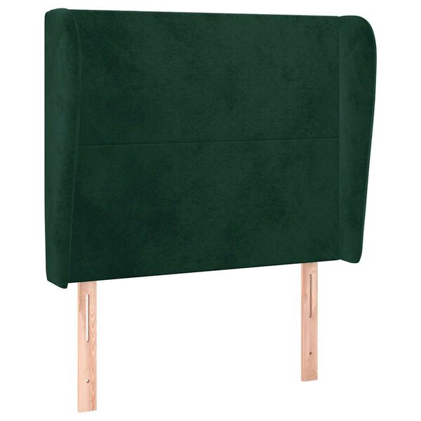 vidaXL Kopfteil mit Ohren Dunkelgr&uuml;n 103x23x118/128 cm Samt