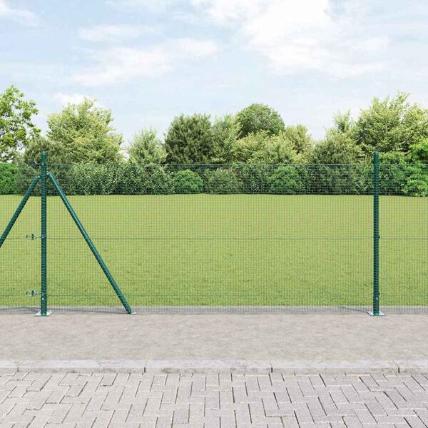 vidaXL Zaunpfosten Gr&uuml;n 50 x 1 m (16 x 16 mm Maschen) Stahl und PVC