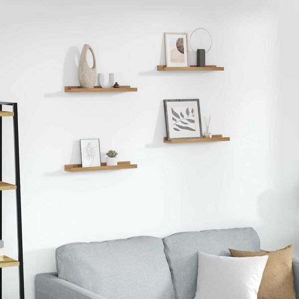 vidaXL Wandregal mit Regal 4 pcs Braun 40 x 9 x 3 cm Holzwerkstoff