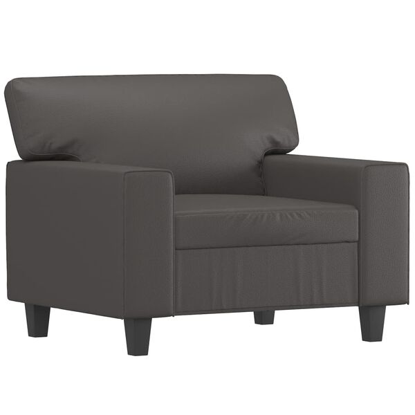 vidaXL Sessel mit Hocker Grau 60 cm Kunstleder
