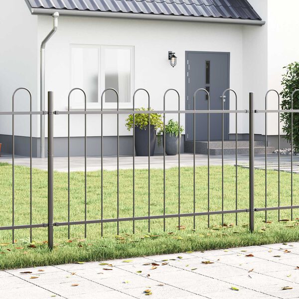 vidaXL Gartenzaun Grau 1,7 x 1,2 m Pulverbeschichteter Stahl