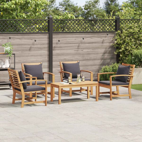 vidaXL Gartensofa-set 5 pcs Natur Massivholz Teak