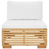 vidaXL Garten-Mittelsofa mit Creme Kissen Massivholz Teak
