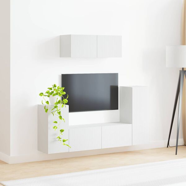 vidaXL TV-Schrankset 4 pcs Wei&szlig; Holzwerkstoff