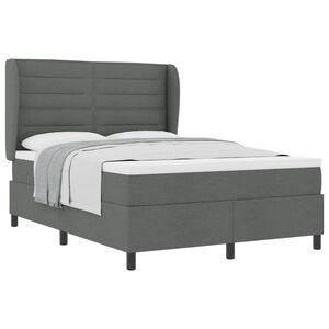 vidaXL Boxspringbett mit Matratze Dunkelgrau 140 x 200 cm Stoff