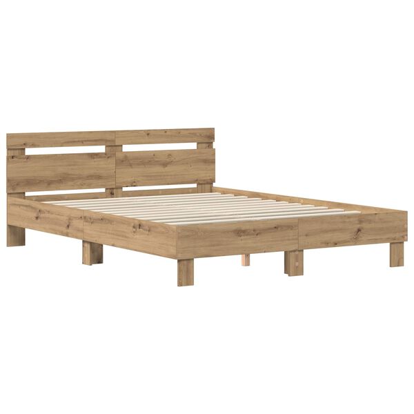 vidaXL Bettrahmen Artisan-Eiche 120 x 200 cm Holzwerkstoff