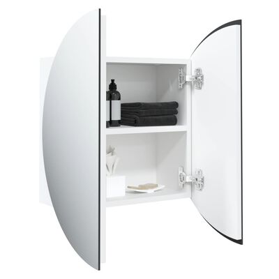 vidaXL Badezimmerschrank mit Rundem Spiegel & LED Weiß 40x40x17,5 cm