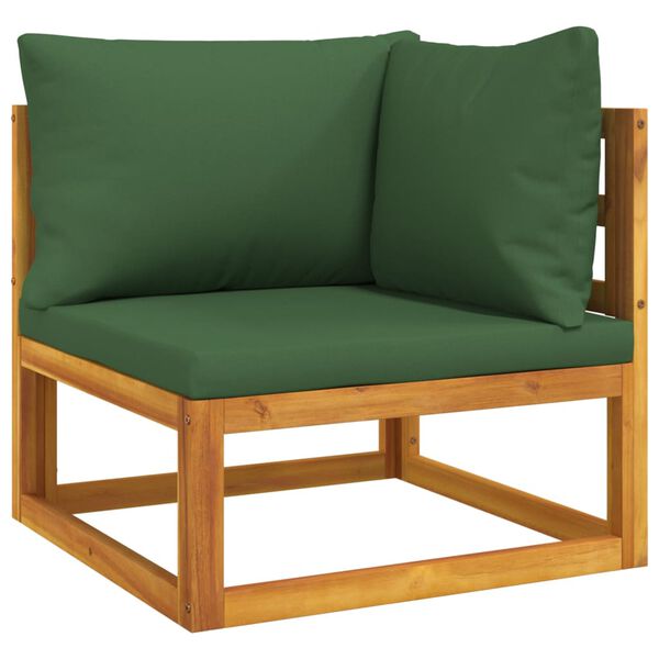 vidaXL 6-tlg. Garten-Lounge-Set mit Gr&uuml;nen Kissen Massivholz