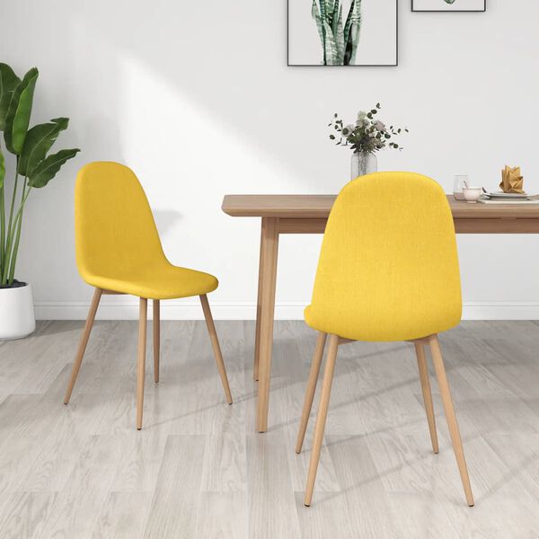 vidaXL Esszimmerst&uuml;hle 2 Stk. Senfgelb Stoff