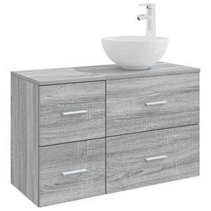 vidaXL Badezimmerm&ouml;bel-Set 2 pcs Grau Sonoma Holzwerkstoff