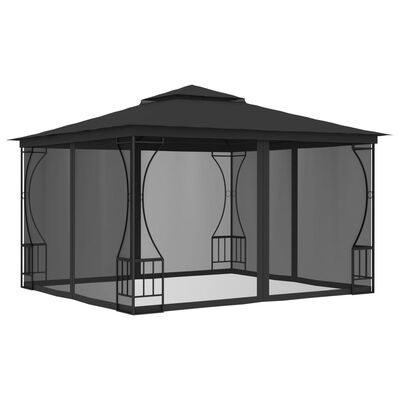 vidaXL Pavillon mit Netz 300x300x265 cm Anthrazit